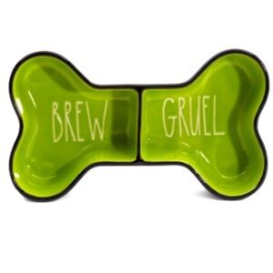 Rae Dunn‎ Green Dog BREW GRUEL Dog Bowl Pet Bowl NEW in Box